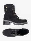 Black Lace-Up Ankle Boots with Thick Sole