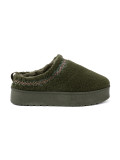 Dark Green Soft Slip-On Snow Boots Without Heel