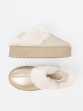 Golden Snow Boots with White Fur