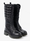 Classic Black Knee-High Boots with Lacing and Zipper