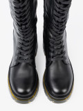 Classic Black Knee-High Boots with Lacing and Zipper