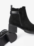 Black Ankle Boots with Buckle on Stable Heel