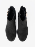 Black Ankle Boots with Buckle on Stable Heel