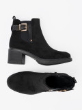 Black Ankle Boots with Buckle on Stable Heel