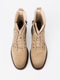 Beige Suede Ankle Boots with Sturdy Sole