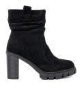 Stylish Black Ankle Boots with Ruffled Shaft