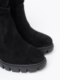 Stylish Black Ankle Boots with Ruffled Shaft