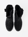 Stylish Black Ankle Boots with Ruffled Shaft