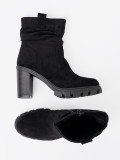Stylish Black Ankle Boots with Ruffled Shaft