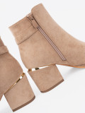 Elegant Beige Ankle Boots with Decorative Buckle