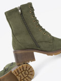 Green Lace-Up Ankle Boots