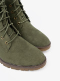 Green Lace-Up Ankle Boots