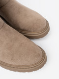 Beige Suede Ankle Boots with Decorative Buckles
