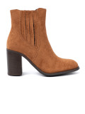 Caramel ankle boots with block heel in eco suede