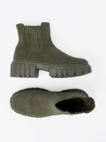 Green Ankle Boots with Elastic Inserts