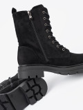 Black Lace-Up Workers on Chunky Sole