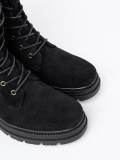 Black Lace-Up Workers on Chunky Sole