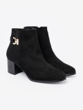 Stylish Black Ankle Boots with Elegant Embellishment