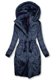 Dark blue quilted jacket with drawstring waist