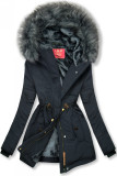 Navy winter parka jacket in short cut