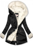 Black/white parka jacket for winter with removable lining