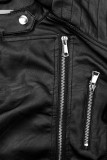 Faux leather jacket in black
