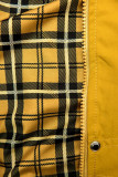 Yellow parka jacket with checked lining