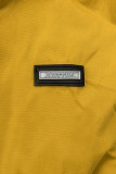 Yellow parka jacket with checked lining