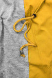 Yellow parka jacket with grey lining for autumn