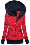 Red hoodie with an asymmetric zip fastening