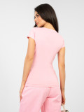 Women's pink T-shirt with wrap neckline