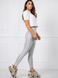 Gray Women's Leggings with Stripes