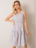 White-Grey Linen Dress