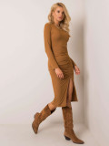 Light Brown Fitted Dress with Slit
