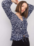 Navy Blue Women's Blouse with Print