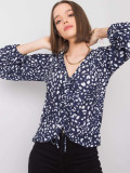 Navy Blue Women's Blouse with Print