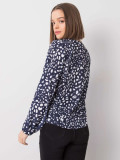 Navy Blue Women's Blouse with Print