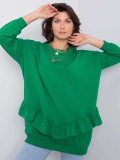 Green Cotton Sweatshirt with Ruffles