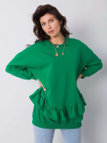 Green Cotton Sweatshirt with Ruffles