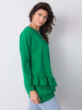 Green Cotton Sweatshirt with Ruffles