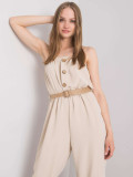 Light Beige Jumpsuit with Belt by RUE PARIS