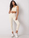 Beige Striped Sports Set