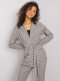 Gray-Beige Women's Blazer in Checkered Pattern