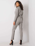 Gray-Beige Women's Blazer in Checkered Pattern