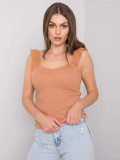 Brown Ribbed Cotton Top