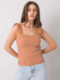 Brown Ribbed Cotton Top