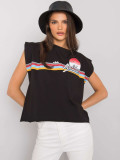 Black Cotton T-Shirt with Print