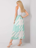Green Pleated Skirt with Pattern