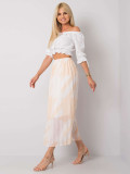 Beige Pleated Skirt with Pattern