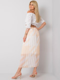 Beige Pleated Skirt with Pattern